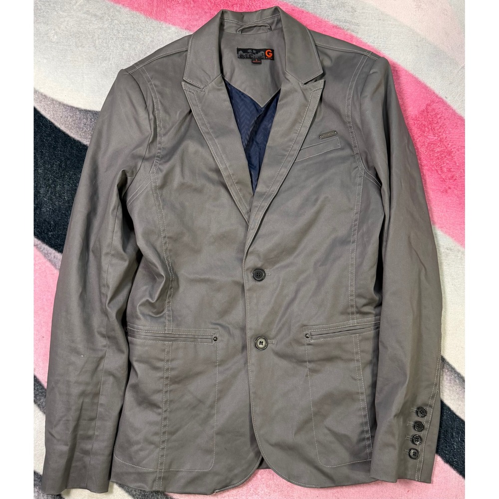 G by GUESS Mens Gray Cotton Stretch Two Button Blazer Sport Coat X53N03W6X60 S